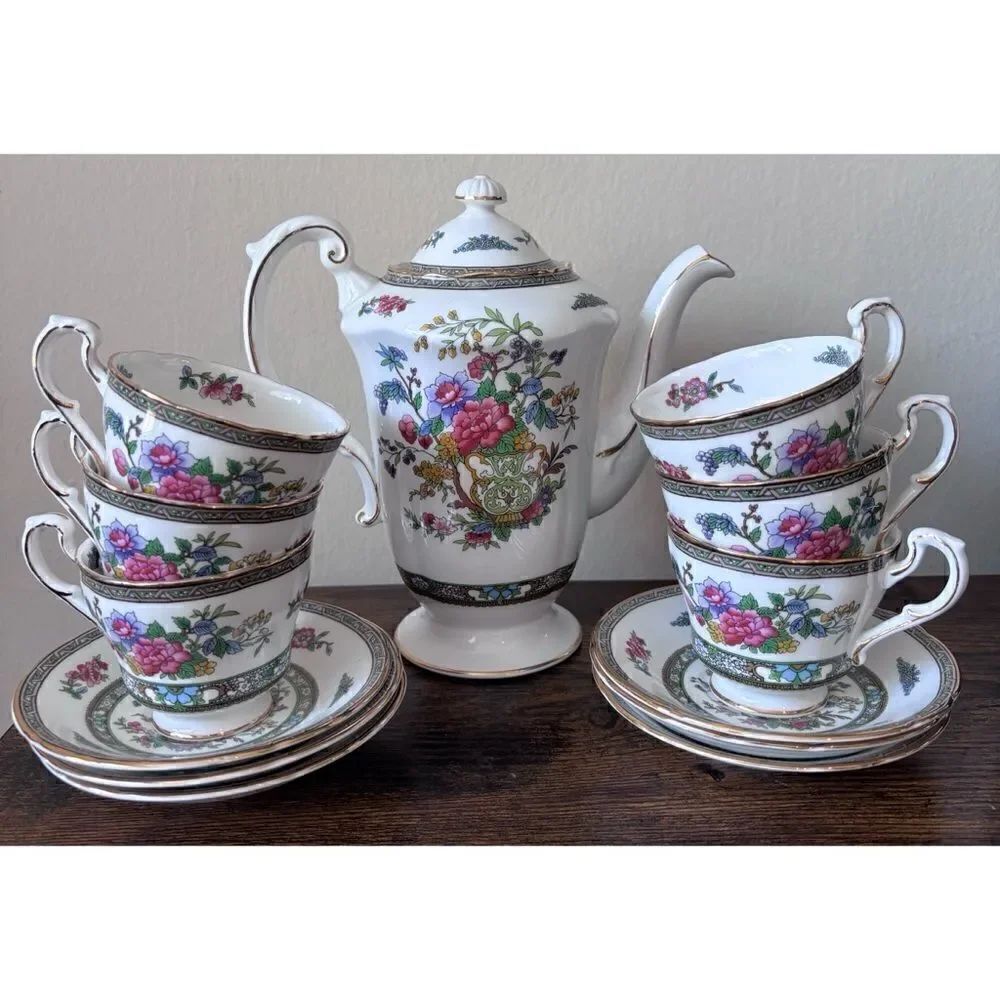 Vintage Paragon Set of Teapot / 6 Cups With Saucers “Tree of Kashmir” / Exellent